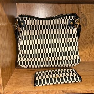 Spartina 449 West Black and White Shoulder Bag & Matching Wallet NWOT